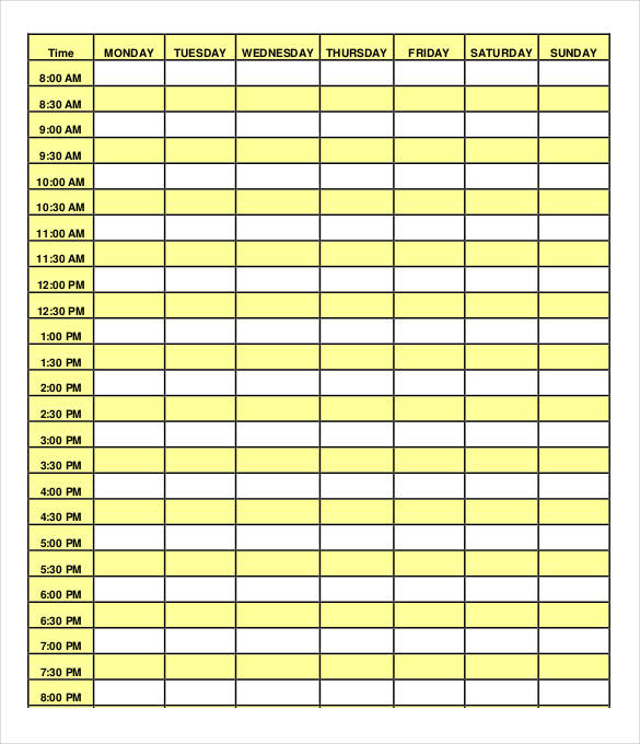 planning and using daily schedule template