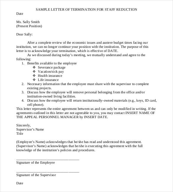 printable staff termination letter