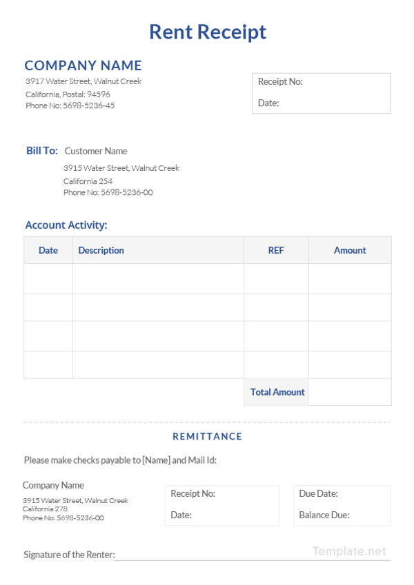 rental receipt form