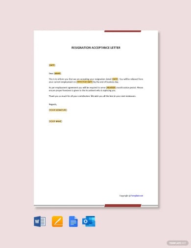 resignation acceptance letter template