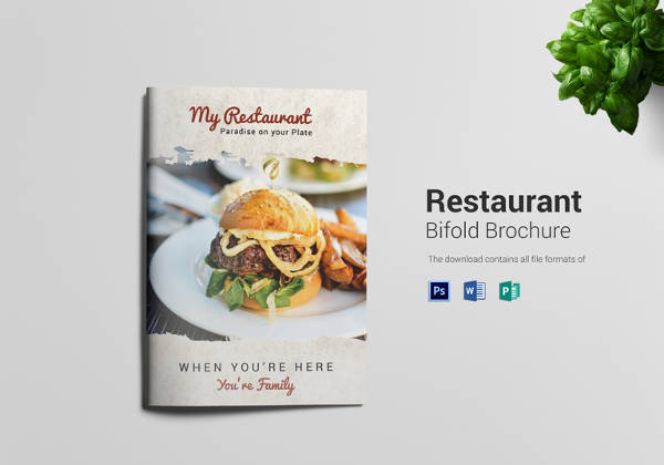 restaurant bi fold psd brochure