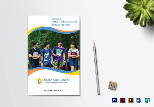 school education bi fold brochure template