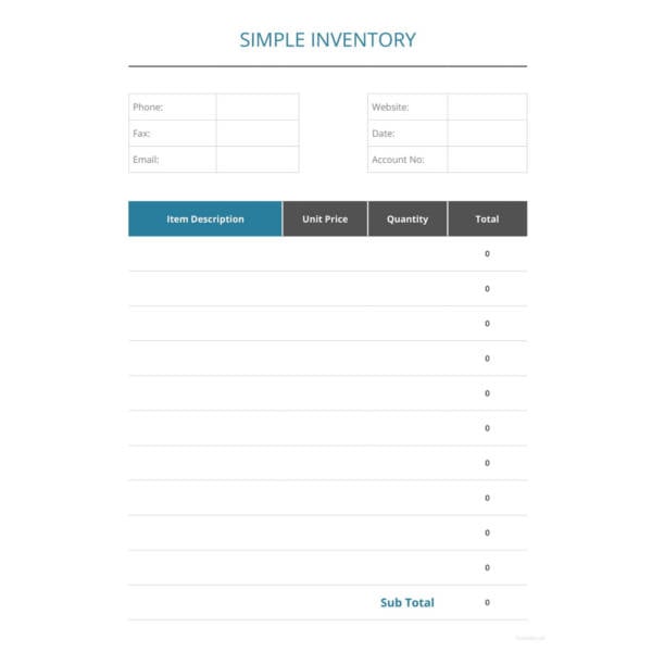 simple inventory template