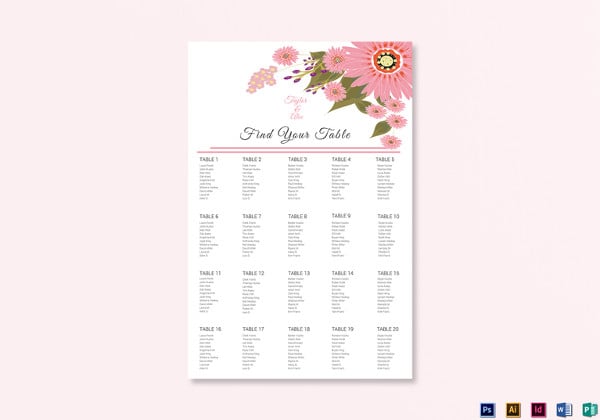 simple wedding seating chart template