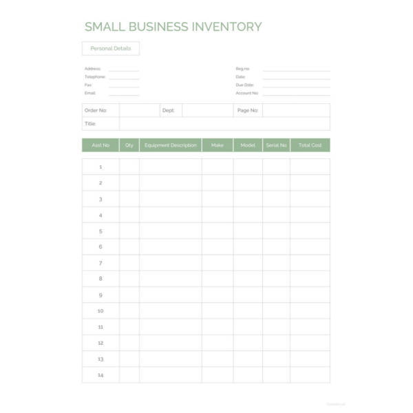 small business inventory template