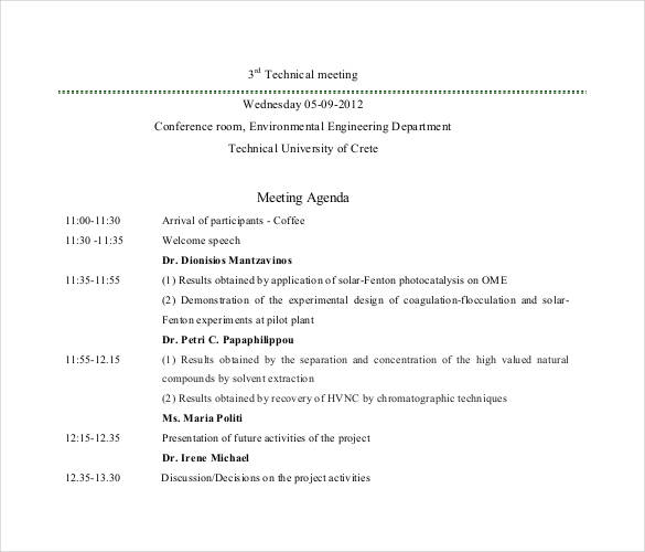 technical presentation agenda