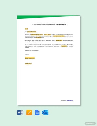 trading business introduction letter template