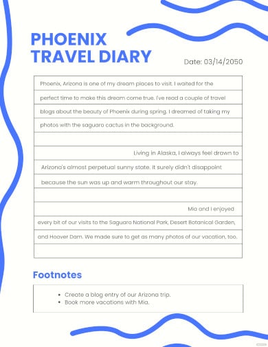 travel diary template
