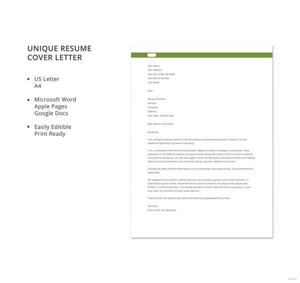 Resume Cover Letter - 23+ Free Word, PDF Documents Download | Free ...