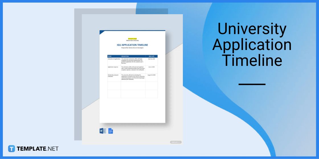 university application timeline template in microsoft word