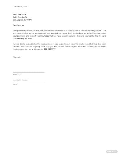 waiver of notice period letter template
