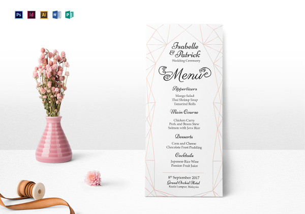 wedding ceremony menu illustrator template