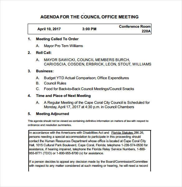 operations meeting agenda template