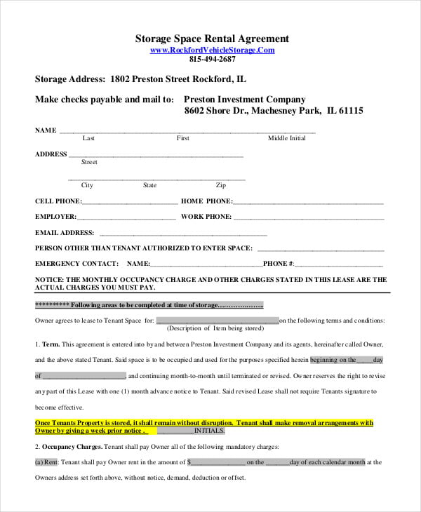 Rental Agreement Form 14+ Free Sample, Example, Format