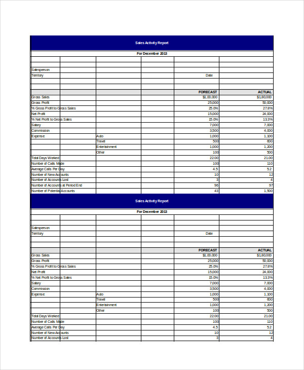 Sale Report Template Excel