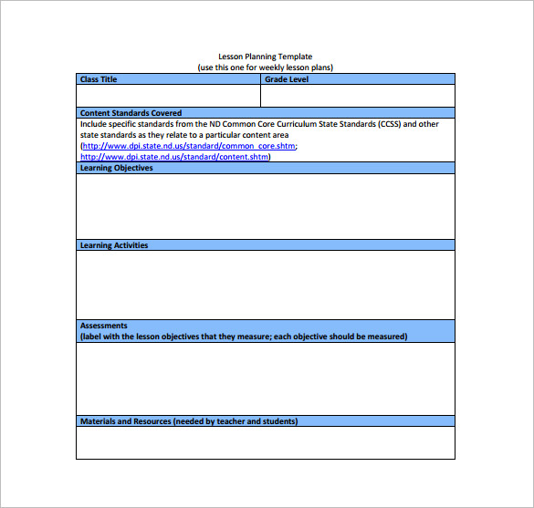 Sample Common Core Lesson Plan Template The Document Template