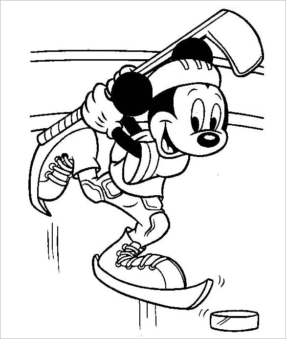 mickey mouse hockey coloring page