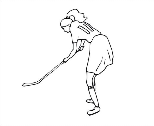 girl playing hockey coloring page