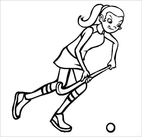young girl plays hockey coloring page