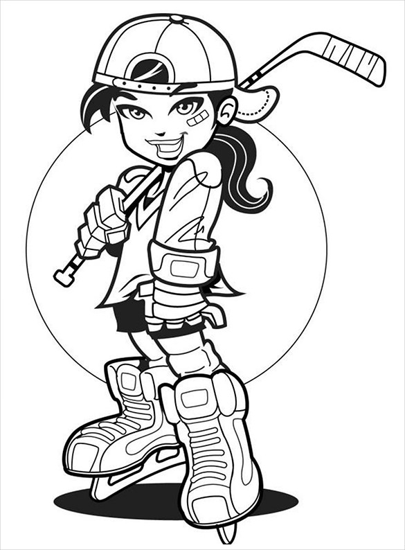 smiling girl hockey coloring page