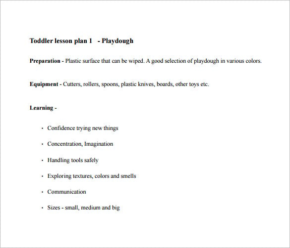 toddler lesson plan template free pdf download