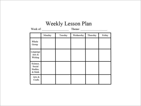 weekly preschool lesson plan pdf download