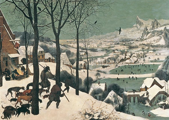 hunters in the snow painting