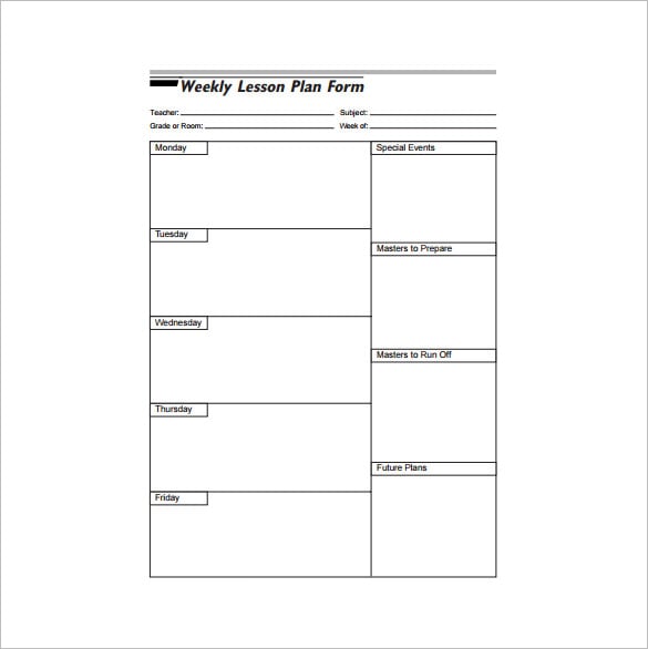 Weekly Lesson Plan Template 10 Free Word Excel PDF Format Download 