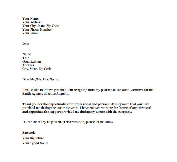59 Simple Resignation Letter Templates PDF DOC