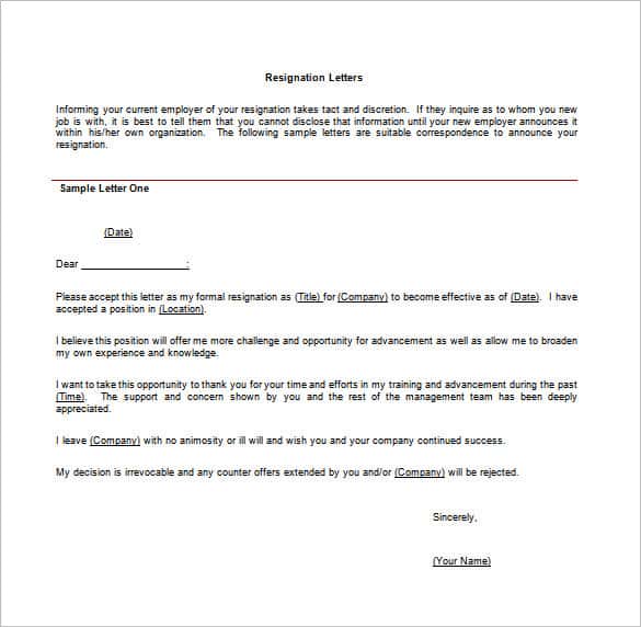 job dissatisfaction resignation letter in ms word free download min