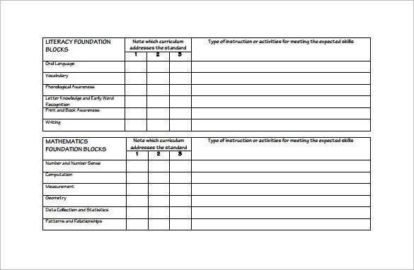 preschool curriculum lesson plan free pdf template