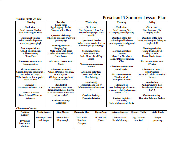33 Preschool Lesson Plan Templates DOC PDF Excel