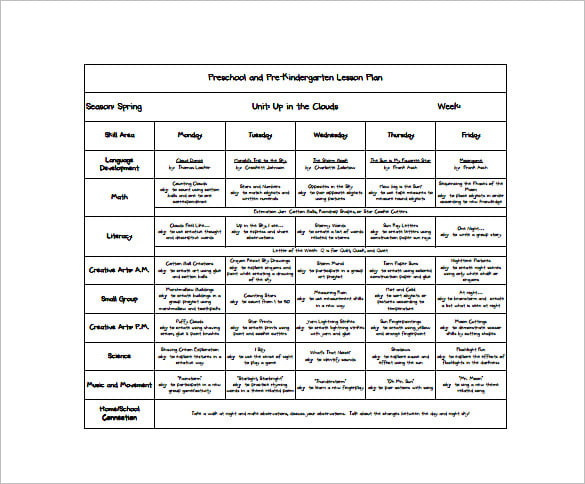 free kindergarten preschool lesson plan pdf download