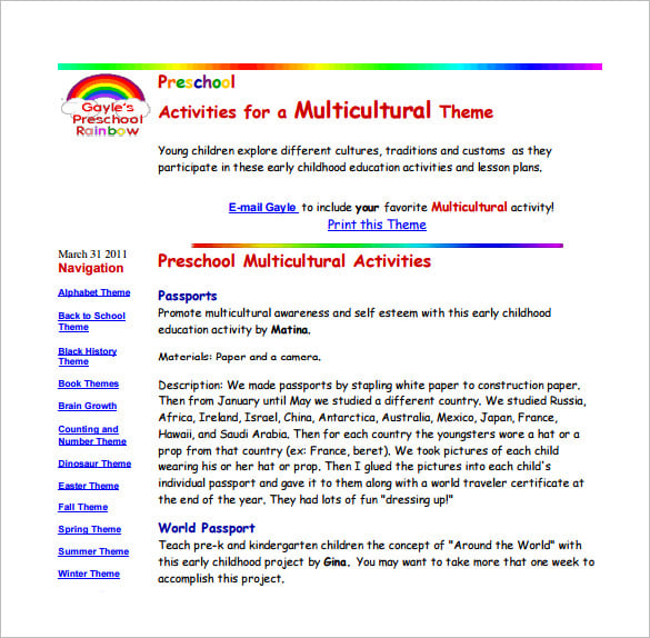 preschool multicultural lesson plan Free pdf download