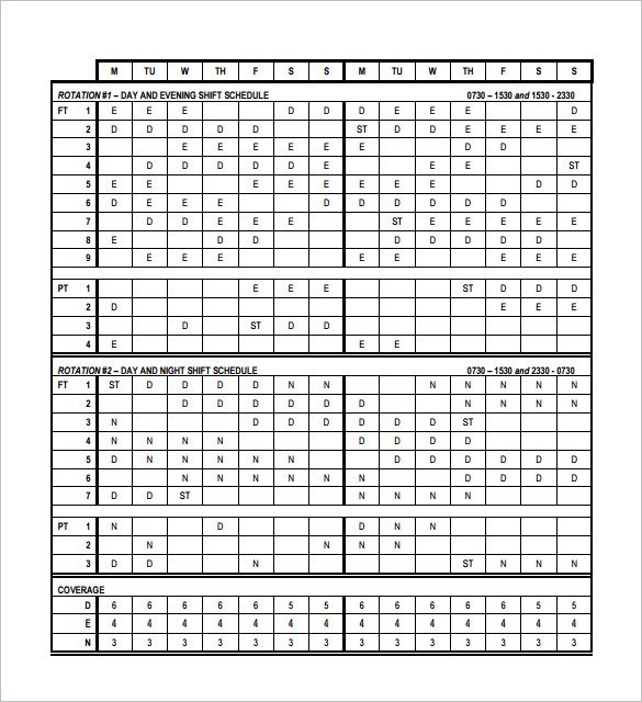 19+ Rotating/Rotation Shift Schedule Templates Docs, Excel, PDF