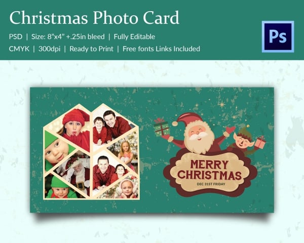 merry christmas holiday couple photo card template