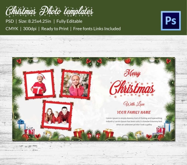 photoshop christmas post card template