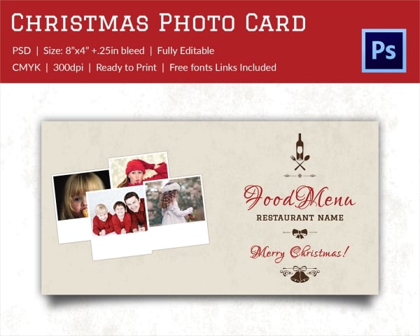 christmas restaurant treat photo card template