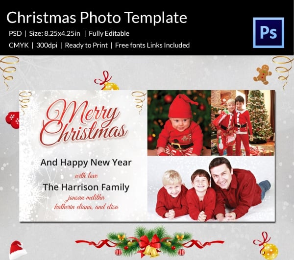 family christmas celebrations photo card template
