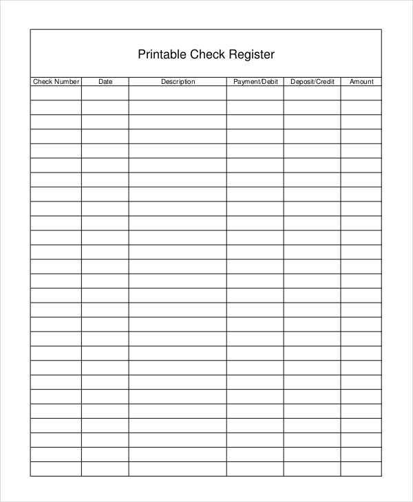 Sample Check Register Template 10 Free Sample Example Format Sample Check Register Template 10 Free Sample Example Format
