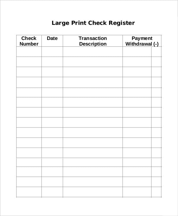 Sample Check Register Template - 10+ Free Sample, Example, Format ...