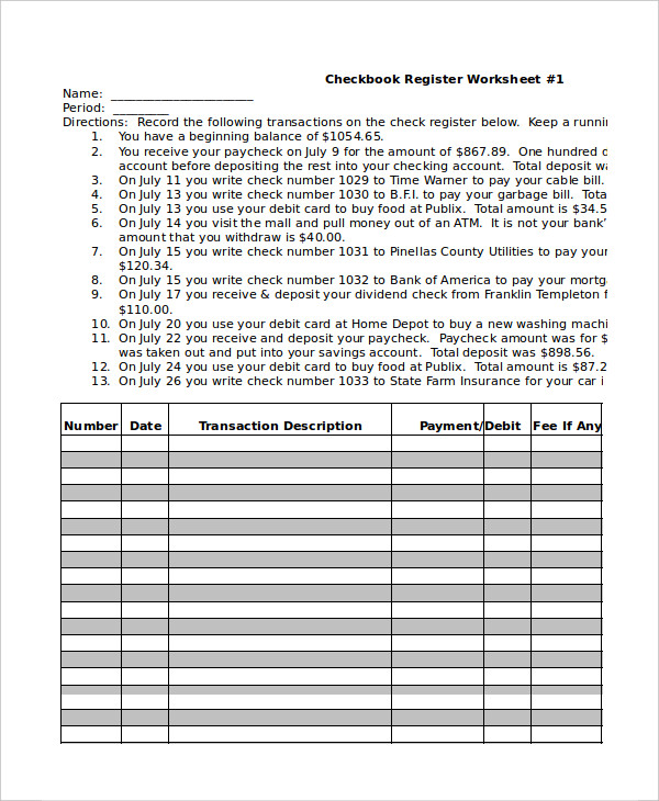 Checking Register Template from images.template.net