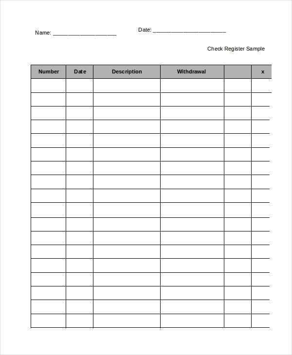 Sample Check Register Template - 10+ Free Sample, Example, Format