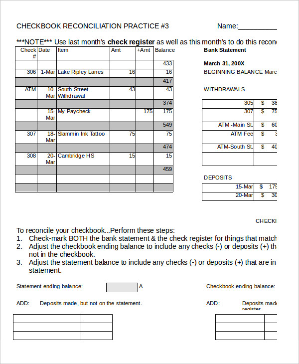 Sample Check Register Template 10+ Free Sample, Example, Format