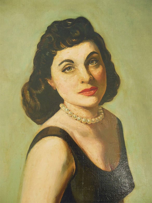 beautiful woman vintage oil painting