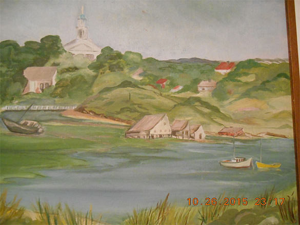 beautiful harbour vintage oil painting