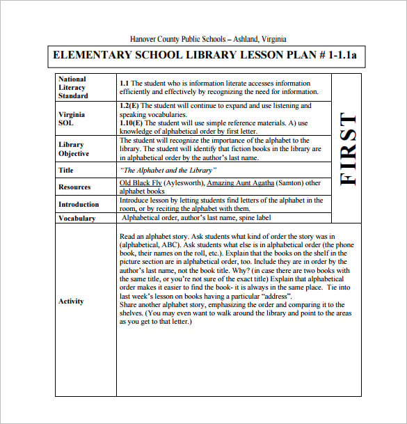elementary school library lesson plan free pdf download