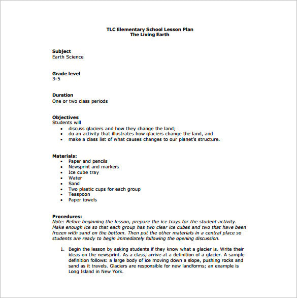 Elementary Lesson Plan Template 11 Free Word Excel PDF Format Download 