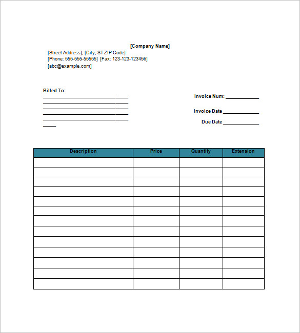 Downloadable Blank Invoice Template Google Docs