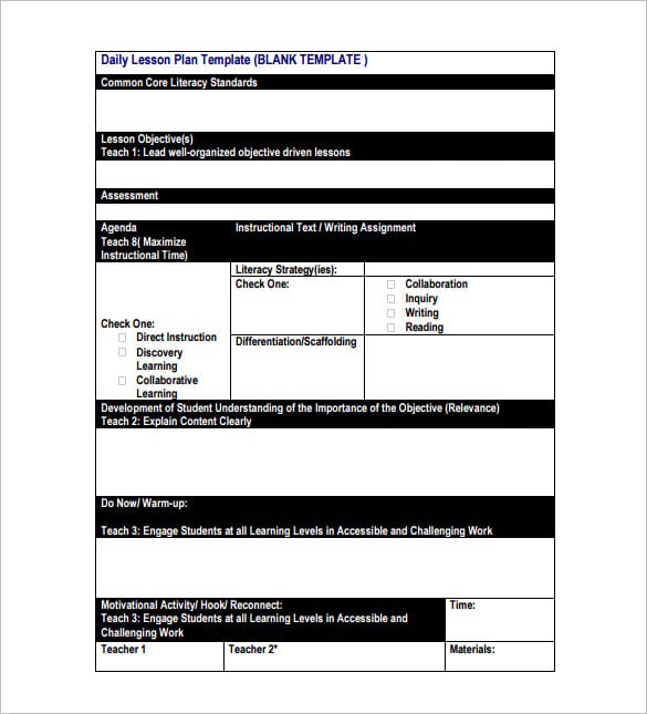 schools daily lesson plan template free pdf download